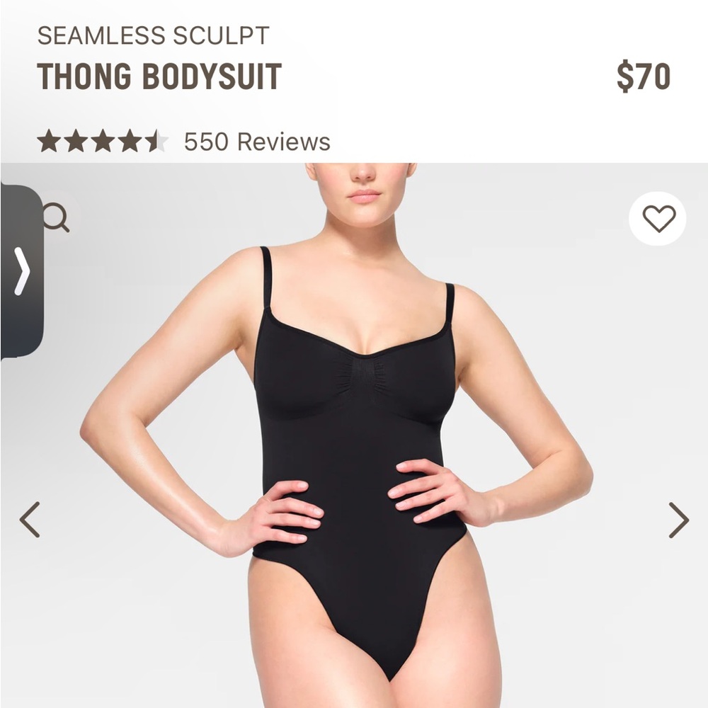 NWT Skims Seamless Sculpt Thong Bodysuit in Black Onyx Small Medium - Picture 3 of 10